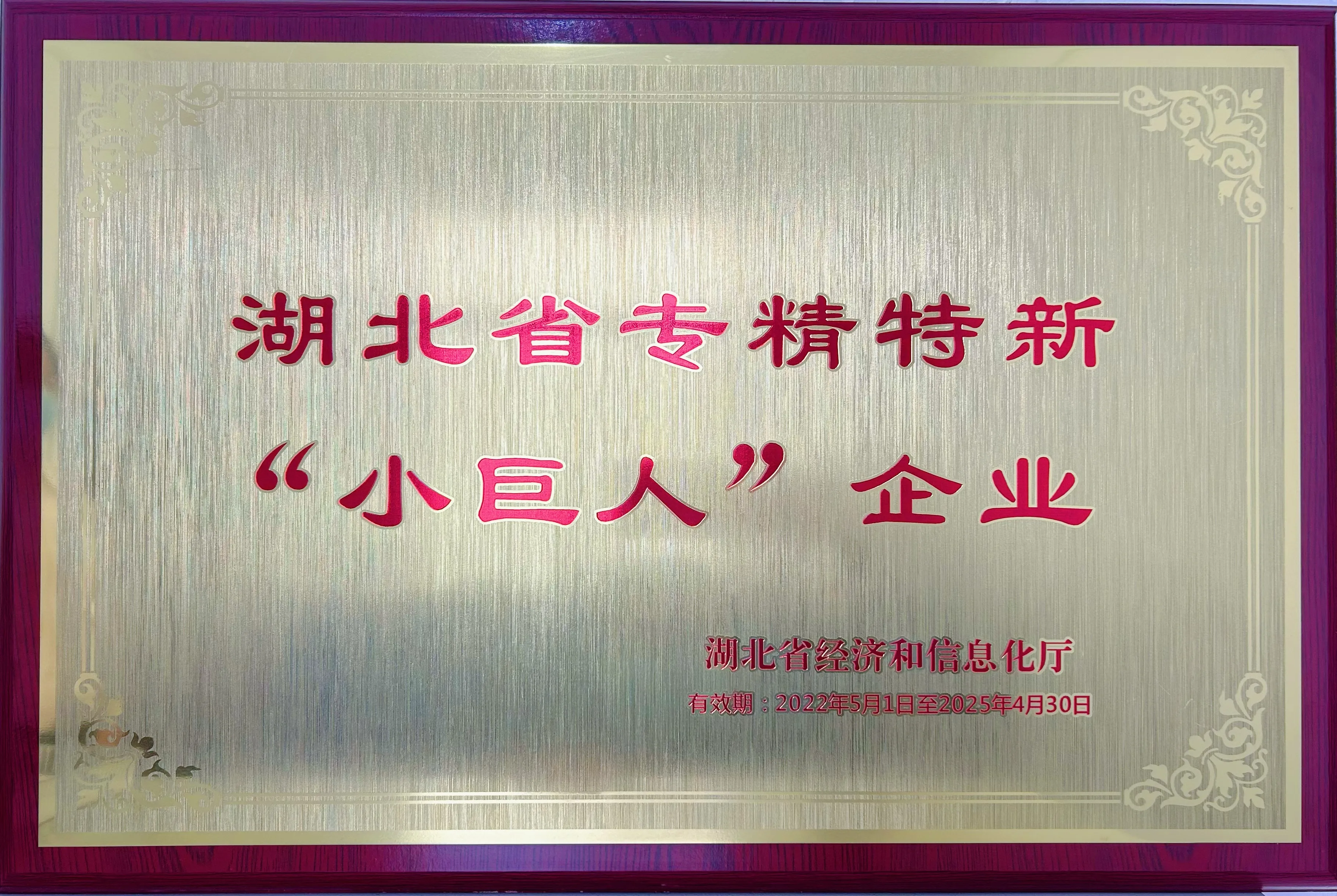 湖北省专精特新中小企业证书